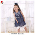 Navy blue high quality shoulder stripes comfortable boutiques children dress